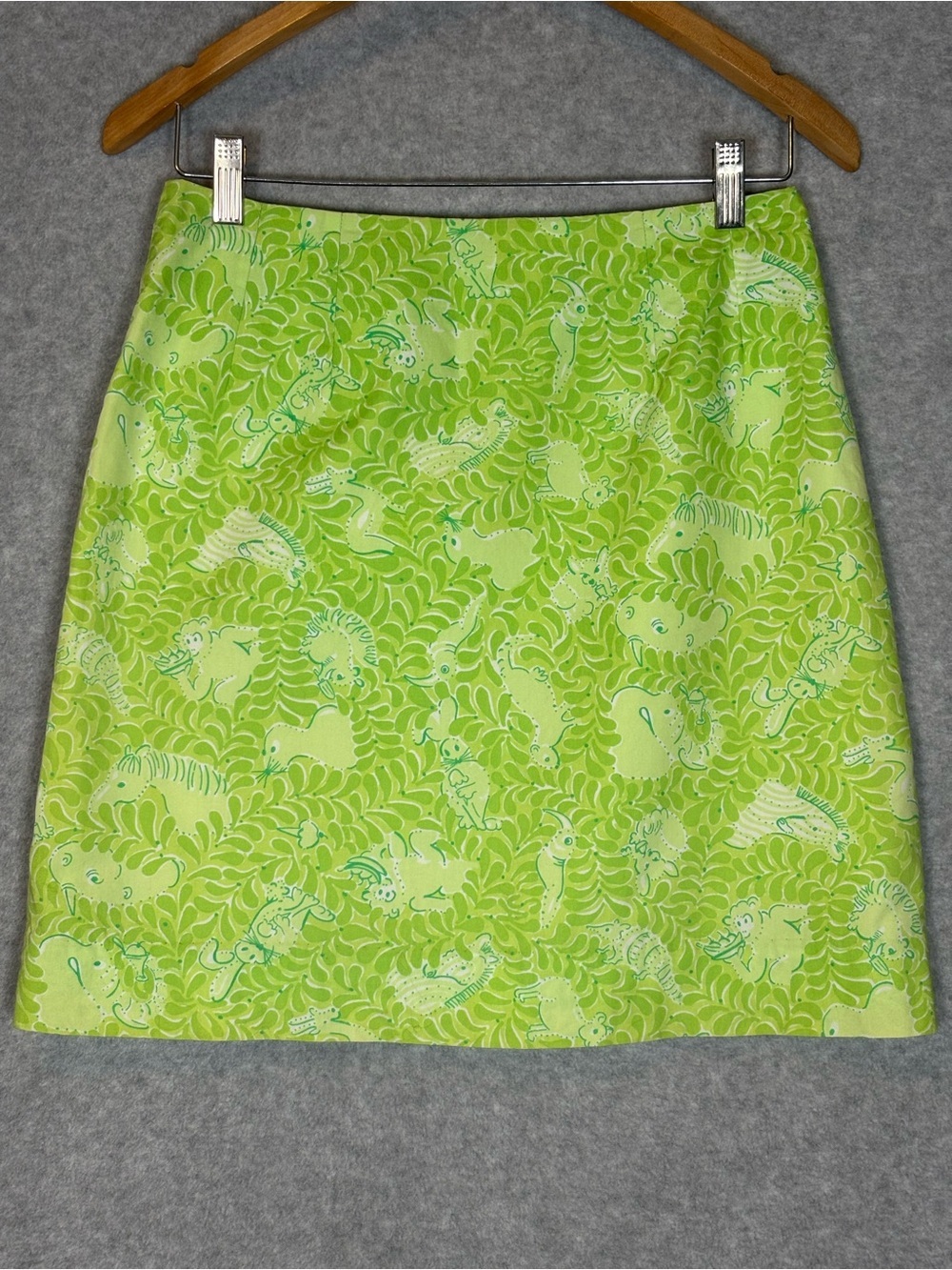 Lilly Pulitzer Vintage White Label Novelty Print A-Line Mini Skirt-Lime/White-6